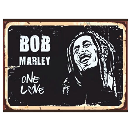 Bob Marley One Love Temalı Retro Ahşap Poster Tablo | Reggae Efsanesi Duvar Dekoru