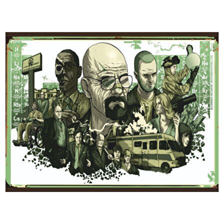 Breaking Bad Temalı Retro Ahşap Poster Tablo | Dizi Karakterli Vintage Duvar Dekoru