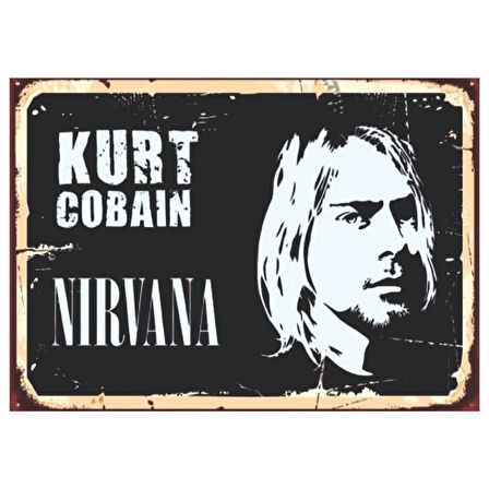 Kurt Cobain Nirvana Temalı Ahşap Retro Poster Tablo