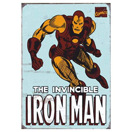 The Invincible Iron Man Marvel Temalı Ahşap Retro Poster Tablo