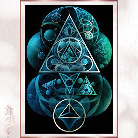Üçgen ve Dairelerle Sacred Geometry Tablosu - Spiritüel Pleksi Dekor