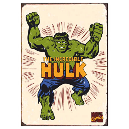 The Incredible Hulk Marvel Temalı Ahşap Retro Poster Tablo