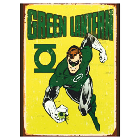 Green Lantern Temalı Retro Ahşap Poster Tablo | DC Comics Çizgi Roman Dekoru