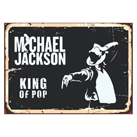 Michael Jackson King of Pop Temalı Ahşap Retro Siyah Beyaz Poster Tablo