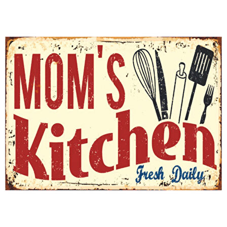 Mom's Kitchen Temalı Ahşap Retro Mutfak Dekorasyon