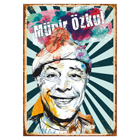 Münir Özkul Portresi Temalı Ahşap Retro Türk Sineması Poster Tablo