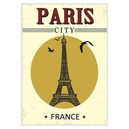 Paris Eyfel Kulesi Retro Ahşap Tablo - Nostaljik Şehir Posteri