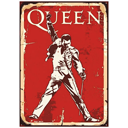 Queen Retro Ahşap Tablo - Freddie Mercury Poster Tasarımı
