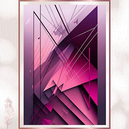 Pembe Geometrik Neon Tablo - Cyber Stil Modern Pleksi Dekor
