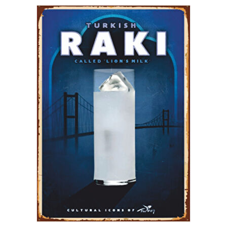 Türk Rakısı Retro Ahşap Tablo - Aslan Sütü Temalı Kültür Posteri