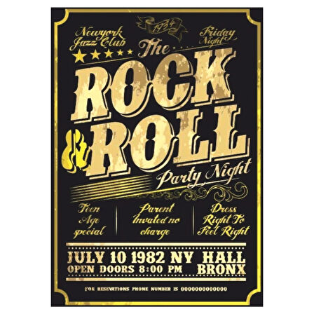 Rock and Roll Party Retro Ahşap Tablo - Bronx 1982 Müzik Afişi Tasarımı