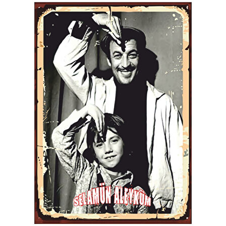 Kemal Sunal Selamün Aleyküm Retro Ahşap Tablo - Türk Sineması Temalı Nostalji
