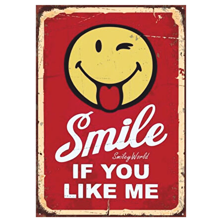 Smile If You Like Me Retro Ahşap Tablo - Eğlenceli Gülümseten Tasarım