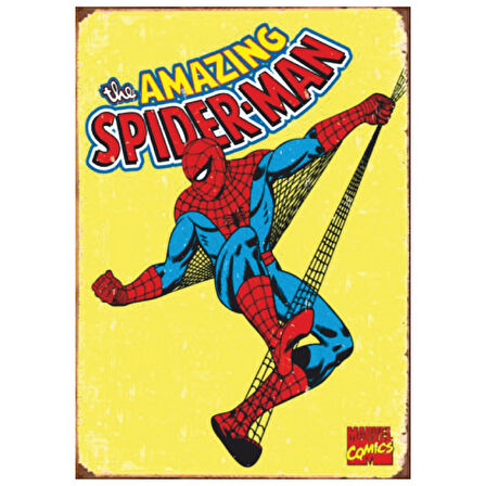 The Amazing Spider-Man Retro Ahşap Tablo - Marvel Çizgi Roman Stilinde Dekor