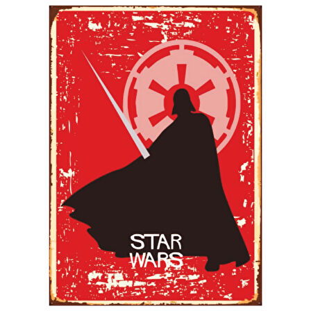 Darth Vader Temalı Star Wars Retro Ahşap Tablo - Galaktik İmparatorluk Tasarımı