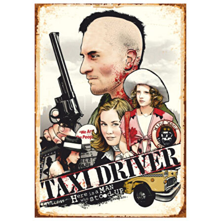Taxi Driver Retro Ahşap Tablo - Travis Bickle ve Kült Film Temalı Tasarım