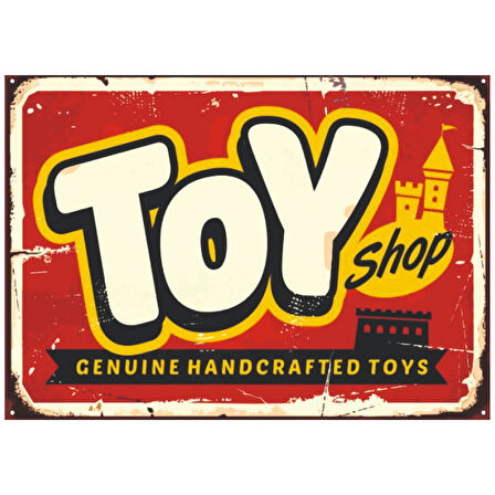 Toy Shop Retro Ahşap Tablo - El Yapımı Oyuncak Temalı Vintage Tasarım