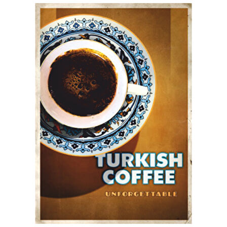 Turkish Coffee Retro Ahşap Tablo - Geleneksel Türk Kahvesi Temalı Unutulmaz Dekor