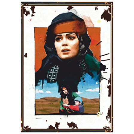 Anadolu Kadını Temalı Retro Ahşap Tablo – Güçlü Kadın Portresi & Sinema Estetiği