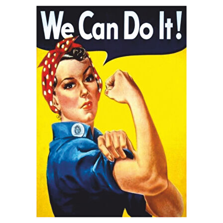 We Can Do It Retro Ahşap Tablo – Rosie the Riveter Kadın Gücü Temalı Vintage Poster