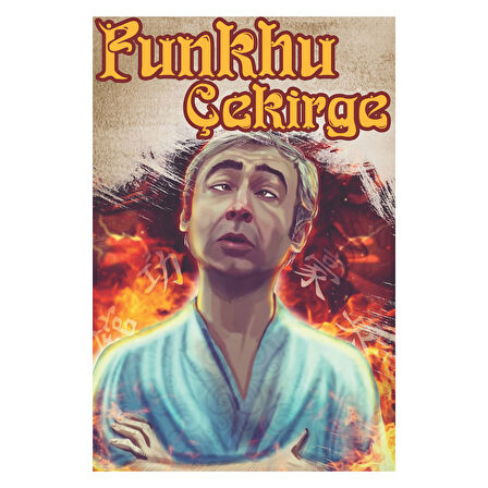 Punkhu Çekirge Temalı Komik Retro Ahşap Tablo – Uzakdoğu Mizahı Karikatür Tasarım