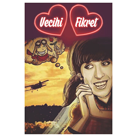 Vecihi & Fikret Aşk Temalı Retro Ahşap Tablo – Hababam Sınıfı Mizahi Romantik Tasarım