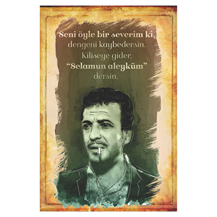 Delikanlı Aşk Repliği Retro Ahşap Tablo – “Selamun Aleyküm” Mizahi Tasarım