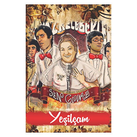 Yeşilçam Müzikal Portre Retro Ahşap Tablo – “Sen Gidince” İllüstrasyon Tasarımı