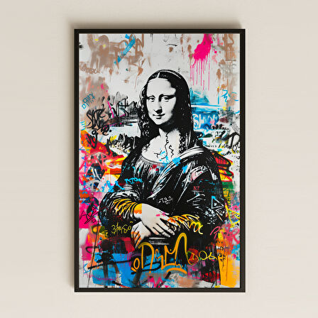 Graffiti Mona Lisa Temalı Renkli Modern Pleksi Tablo