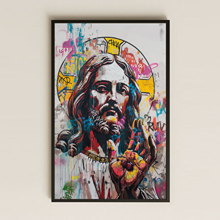 Graffiti İsa Figürlü Şeffaf Pleksi Tablo