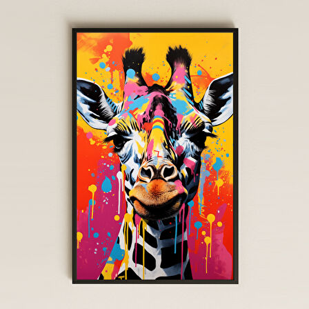 Renkli Zürafa Tasarımlı Şeffaf Pleksi Tablo