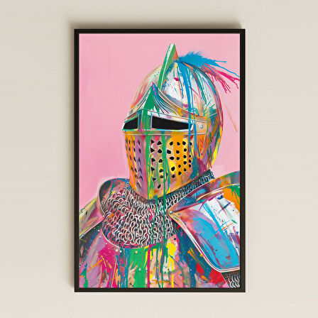 Neon Şövalye Zırhlı Şeffaf Pleksi Tablo