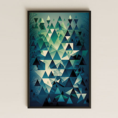 Geometrik Üçgen Ormanı Şeffaf Pleksi Tablo