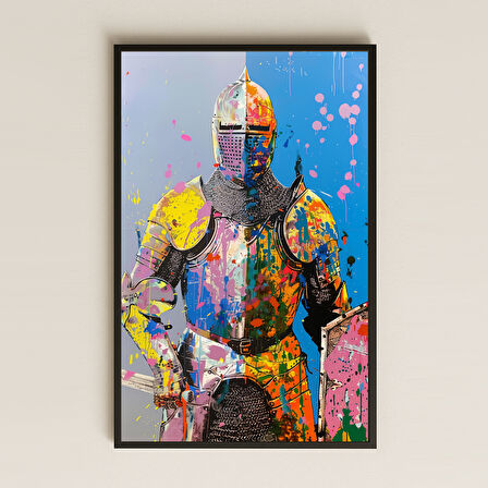 Renk Sıçramalı Şövalye Tasarımlı Şeffaf Pleksi Tablo