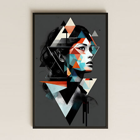 Geometrik Soyut Kadın Portresi Şeffaf Pleksi Tablo