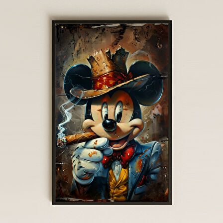 Mafya Tarzı Mickey Karakterli Şeffaf Pleksi Tablo