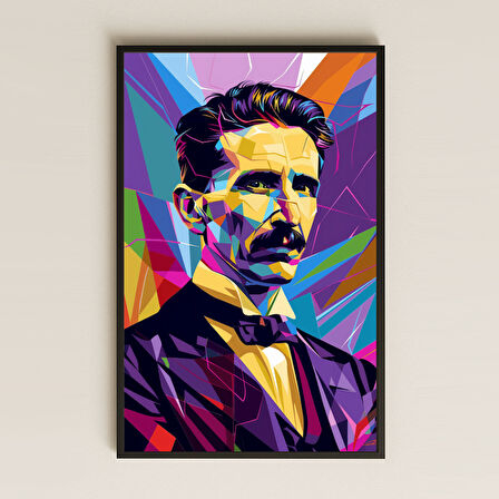 Nikola Tesla Pop-Art Tasarımlı Şeffaf Pleksi Tablo