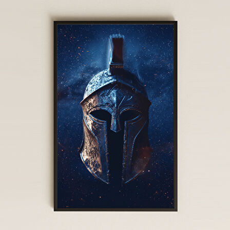 Galaksi Temalı Savaş Miğferi Tasarımlı Şeffaf Pleksi Tablo