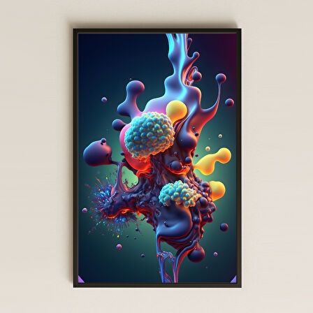 Biyolojik Soyut Molekül Temalı Şeffaf Pleksi Tablo