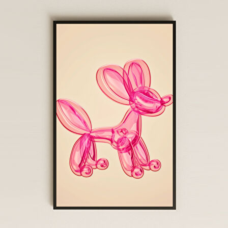 Pembe Balon Köpek Tasarımlı Pop-Art Şeffaf Pleksi Tablo