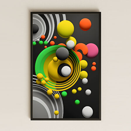Renkli Geometrik Küreli Soyut Şeffaf Pleksi Tablo