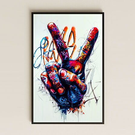 Graffiti Barış İşareti Temalı Şeffaf Pleksi Tablo