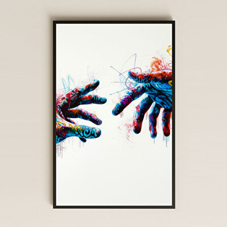 Graffiti Stilde Uzanan Eller Tasarımlı Şeffaf Pleksi Tablo