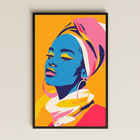 Pop Art Afrika Kadını Portresi Şeffaf Pleksi Tablo