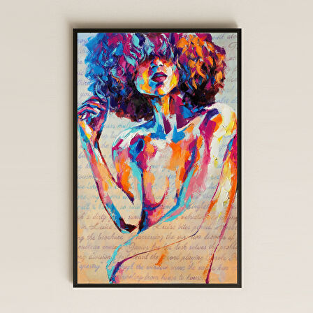 Renkli Kadın Figürlü Soyut Sanat Şeffaf Pleksi Tablo