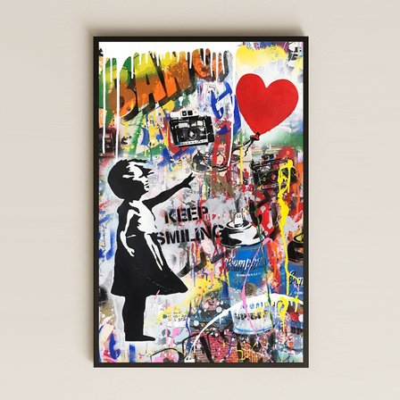 Banksy Tarzı Kız ve Balon Graffiti Şeffaf Pleksi Tablo