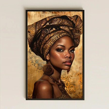 Altın Tonlarda Afrika Kadını Portresi Şeffaf Pleksi Tablo