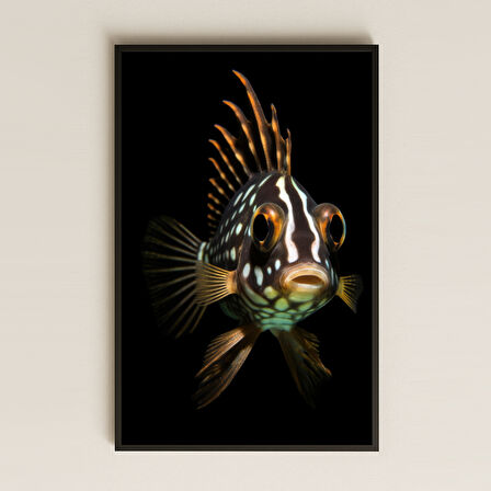 Desenli Tropikal Balık Tasarımlı Minimal Şeffaf Pleksi Tablo