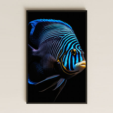 Elektrik Mavisi Çizgili Tropikal Balık Şeffaf Pleksi Tablo