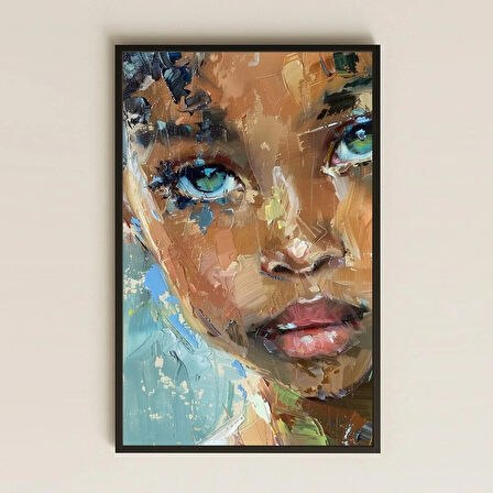 Yağlı Boya Fırça Dokulu Afro Çocuk Portresi Şeffaf Pleksi Tablo